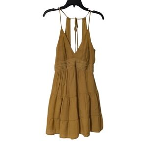Blue Rain Mustard Summer Ruffles V Neck Backless Beach dress